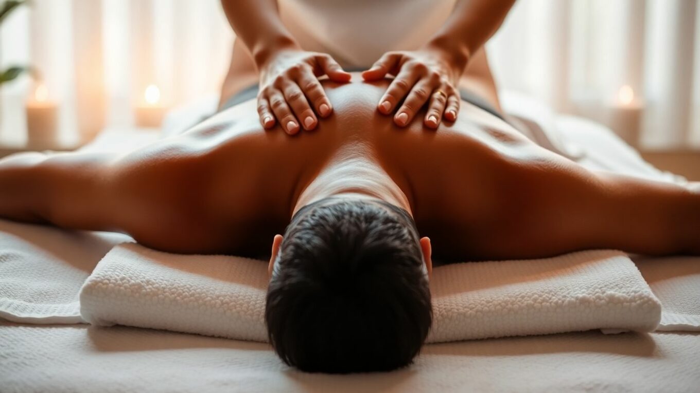 Personne recevant un massage complet du corps dans un spa.